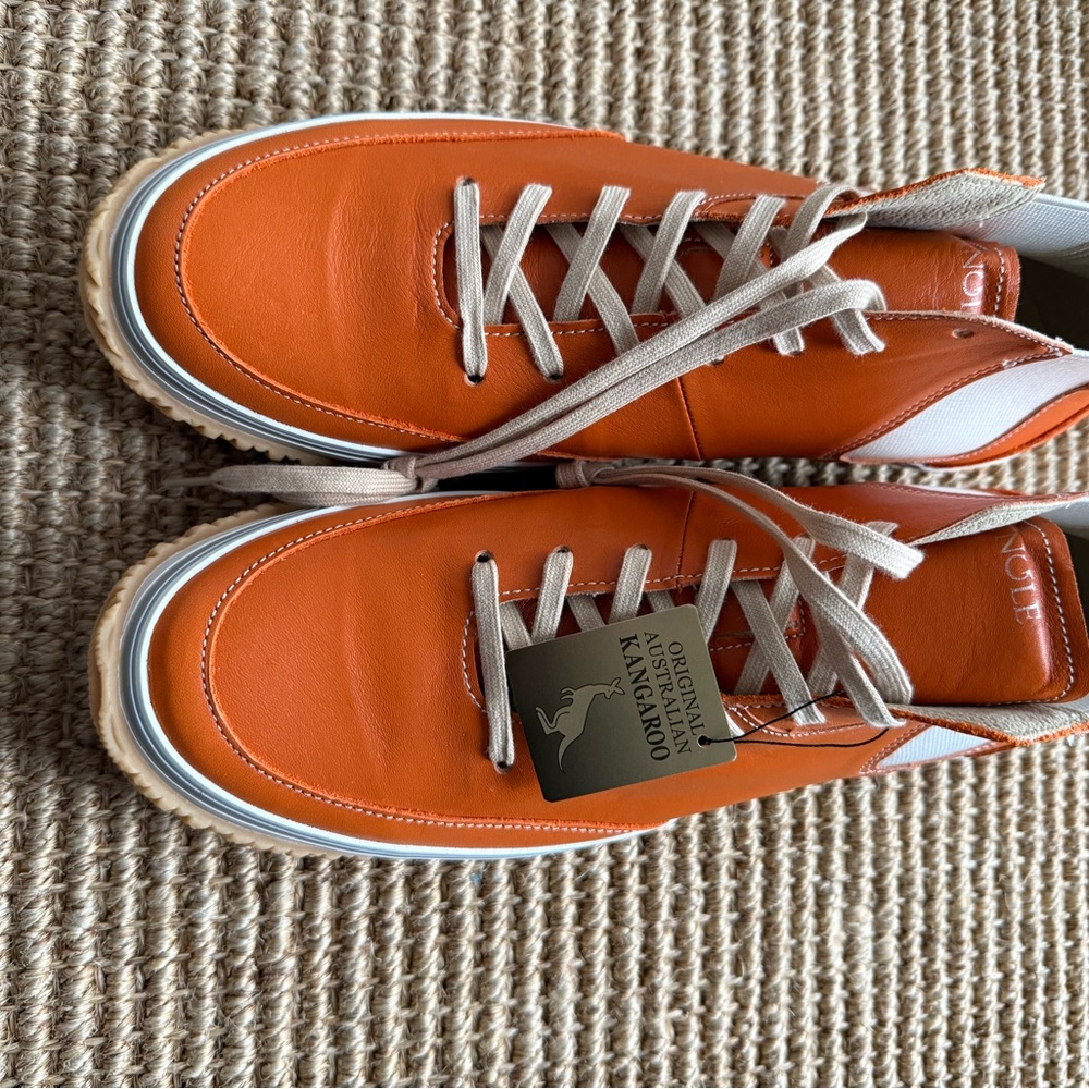 Stylish Orange Leather Sneakers for Men